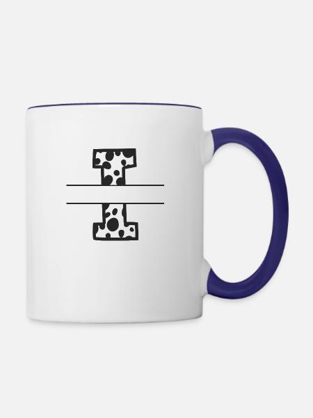 Letter I benutzerdefiniertes Kuhmuster - Tasse zweifarbig - Weiß/Kobaltblau