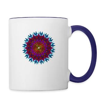 Mandala Red-Turquoise - Contrasting Mug - white/cobalt blue - Right