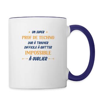 Un super prof de techno - Mug contrasté - blanc/bleu cobalt - Droite