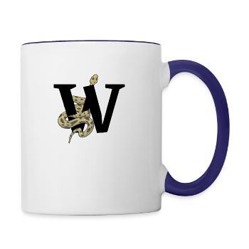 Buchstabe w Schlange - Tasse zweifarbig - Weiß/Kobaltblau - Rechts