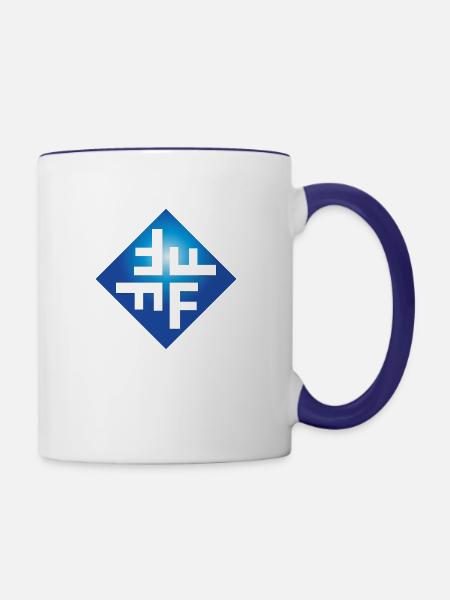 Blau geschnittene Fliese - Tasse zweifarbig - Weiß/Kobaltblau