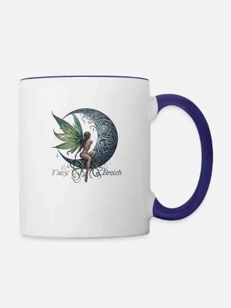 Die nostalgische Fee von FairyBreizh - Tasse zweifarbig - Weiß/Kobaltblau