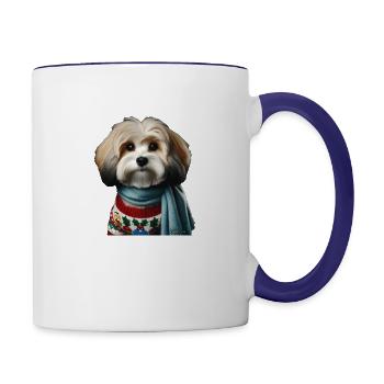 Havanese Weihnachten - Tasse zweifarbig - Weiß/Kobaltblau - Rechts