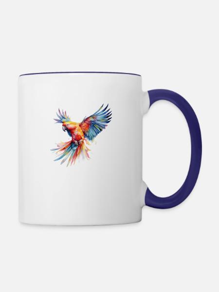 Regenbogen-Papagei - Tasse zweifarbig - Weiß/Kobaltblau