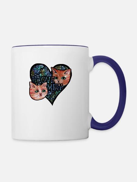 Kätzchen Katzen - Tasse zweifarbig - Weiß/Kobaltblau