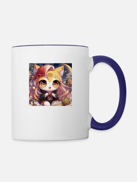 Fröhliches Kätzchen - Tasse zweifarbig - Weiß/Kobaltblau
