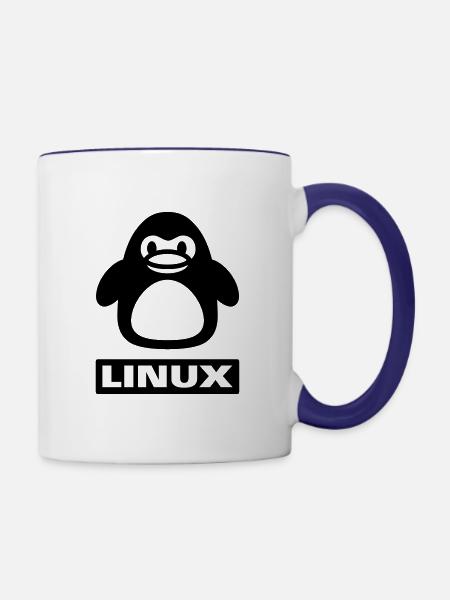 pinguin linux - Tasse zweifarbig - Weiß/Kobaltblau