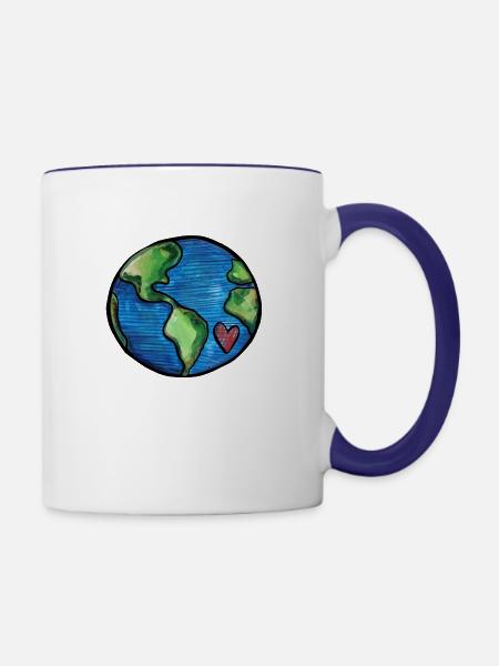 Earth Day Liebe - Tasse zweifarbig - Weiß/Kobaltblau