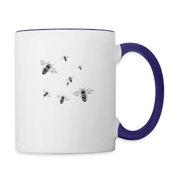 Bienen - Tasse zweifarbig - Weiß/Kobaltblau - Rechts