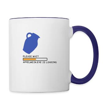 Bembel Loading please wait - Tasse zweifarbig - Weiß/Kobaltblau - Rechts