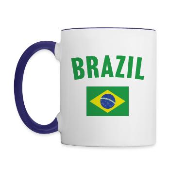 Brazil Flag - Contrasting Mug - white/cobalt blue - Left