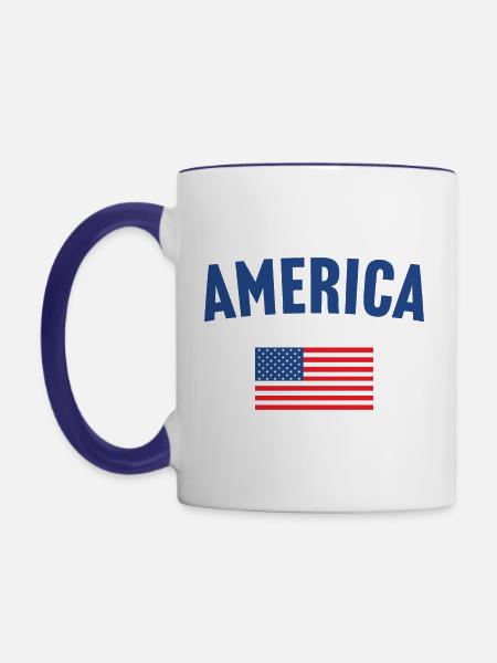 Amerika Flagge - Tasse zweifarbig - Weiß/Kobaltblau