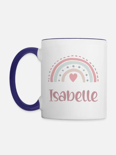 Isabelle Name Regenbogen - Tasse zweifarbig - Weiß/Kobaltblau