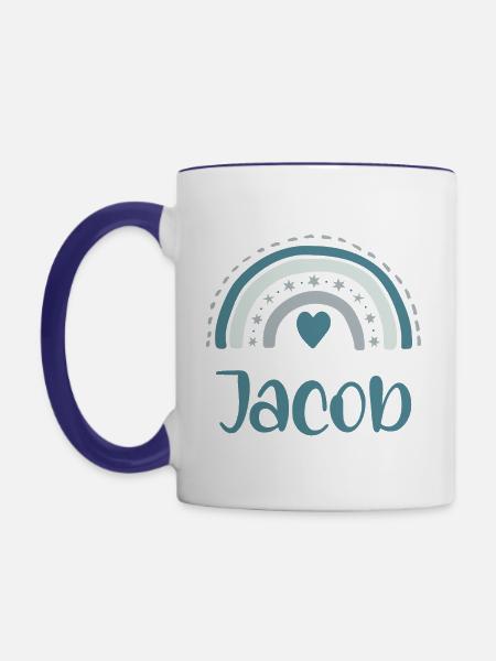 Jacob Name Regenbogen - Tasse zweifarbig - Weiß/Kobaltblau