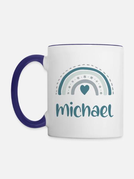 Michael Name Regenbogen - Tasse zweifarbig - Weiß/Kobaltblau