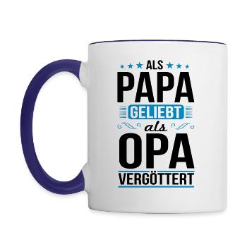 Vergötterter Opa - Tasse zweifarbig - Weiß/Kobaltblau - Links