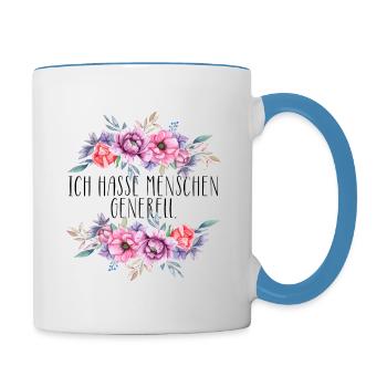Ich hasse Menschen generell - Tasse zweifarbig - Weiß/Hellblau - Rechts