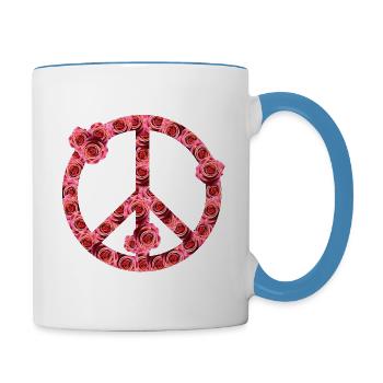 Roses de la Paix - Mug contrasté - blanc/bleu clair - Droite
