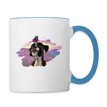 Boxer butterfly spring - Contrasting Mug - white/light blue - Right