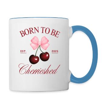 Born to Be Cherrished – Coquette Cherry Bow - Mug contrasté - blanc/bleu clair - Droite