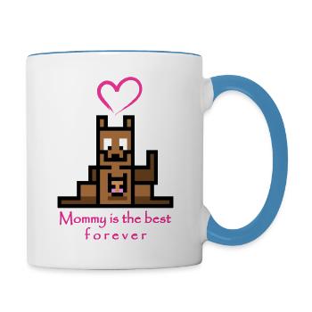 Kangaroo Mummy with Baby - Contrasting Mug - white/light blue - Right