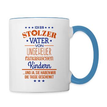 Ungeheuer fantastische Kinder - Vater / Tasse - Tasse zweifarbig - Weiß/Hellblau - Rechts