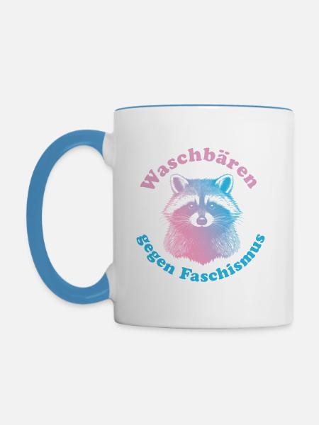 Raccoon Love - Tasse zweifarbig - Weiß/Hellblau