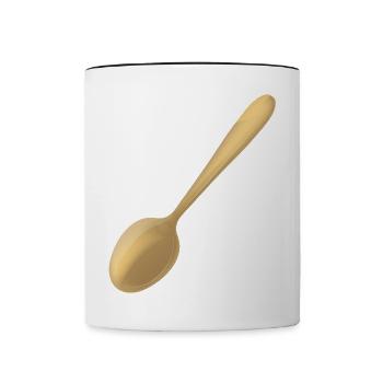ein goldener Löffel - Tasse zweifarbig - Weiß/Schwarz - Vorne