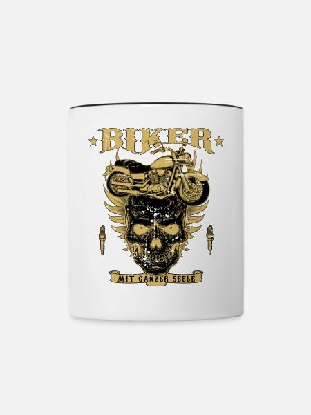 Motorradfahrer - Tasse zweifarbig - Weiß/Schwarz