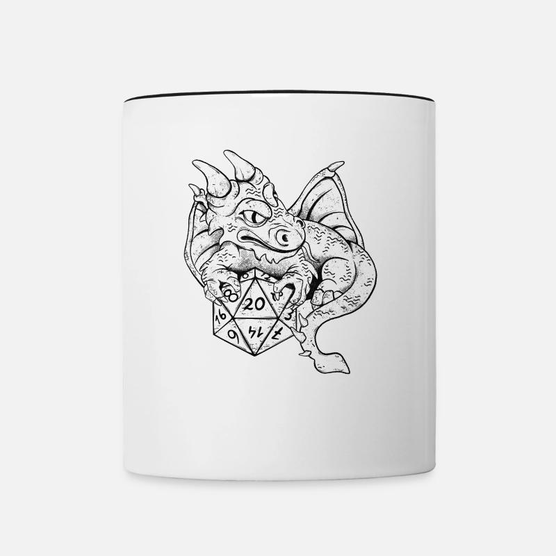 Dragon RPG Dice Tabletop Gaming - Contrasting Mug - white/black
