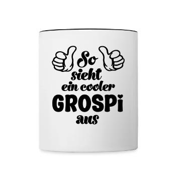 So sieht ein cooler Grospi aus Opi Schweiz Opa - Tasse zweifarbig - Weiß/Schwarz - Vorne