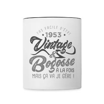 1953 Anniversaire vintage bogosse de 70 Ans - Mug contrasté - blanc/noir - Devant