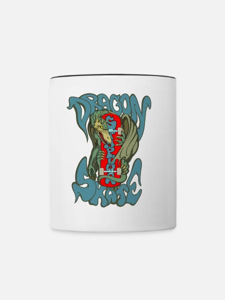 Drachen-Schlittschuh - Tasse zweifarbig - Weiß/Schwarz