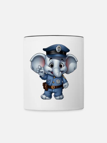Polizei Elefäntchen - Tasse zweifarbig - Weiß/Schwarz