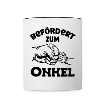 Befördert zum Onkel Du wirst Onkel - Tasse zweifarbig - Weiß/Schwarz - Vorne