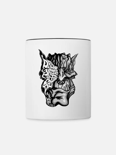 Betrunkener Streitaxt-Dämon - Tasse zweifarbig - Weiß/Schwarz