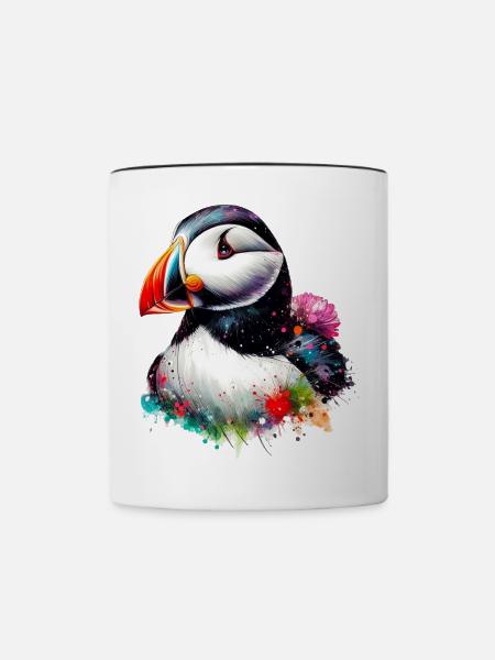 Papageitaucher - Tasse zweifarbig - Weiß/Schwarz