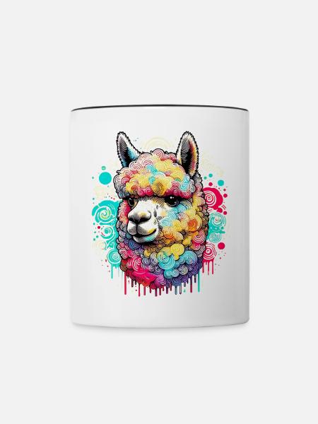 Alpaka - Tasse zweifarbig - Weiß/Schwarz