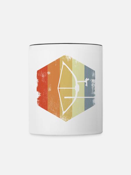 Retro Bogensport - Tasse zweifarbig - Weiß/Schwarz