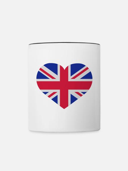 UK England Herz - Tasse zweifarbig - Weiß/Schwarz