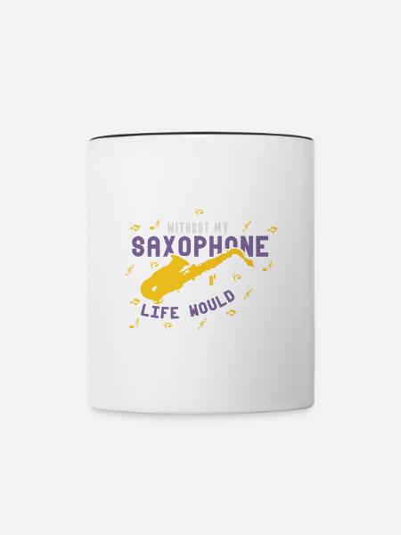 Saxophon - Tasse zweifarbig - Weiß/Schwarz