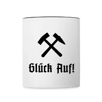 Glück Auf! Glückauf - Tasse zweifarbig - Weiß/Schwarz - Vorne