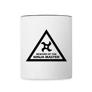 beware of the ninja master - Contrasting Mug - white/black - Front