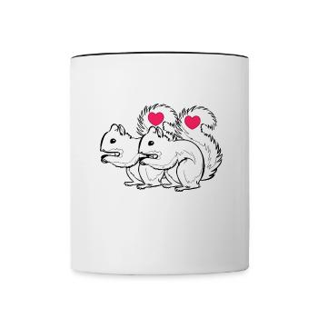 Eichhörnchen Paar Liebe Valentinstag verliebt - Tasse zweifarbig - Weiß/Schwarz - Vorne