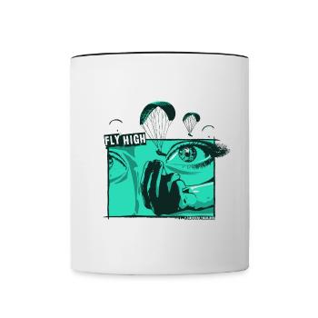 Parapente Eyes Fly High turquoise - Mug contrasté - blanc/noir - Devant