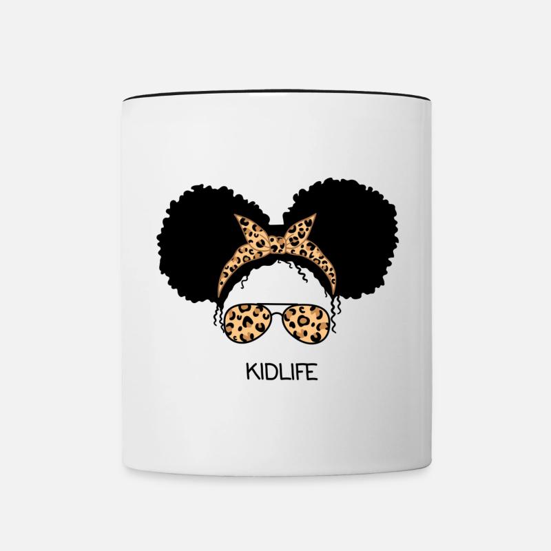Afro Kid Life Léopard - Mug contrasté - blanc/noir