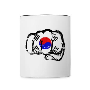 Drapeau de la Corée du Sud Main Poing Utilisé - Mug contrasté - blanc/noir - Devant
