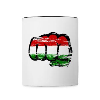 Drapeau de la Hongrie poing utilisé - Mug contrasté - blanc/noir - Devant