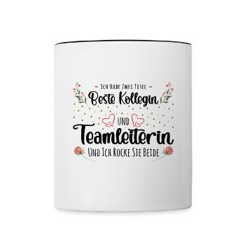 Beste Kollegin und Teamleiterin - Tasse zweifarbig - Weiß/Schwarz - Vorne