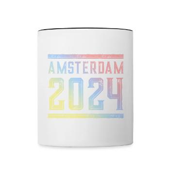 Amsterdam 2024 Bunt - Tasse zweifarbig - Weiß/Schwarz - Vorne